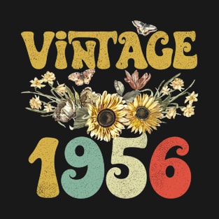 Vintage 1956 Sunflower Floral Retro Groovy 67th Birthday T-Shirt