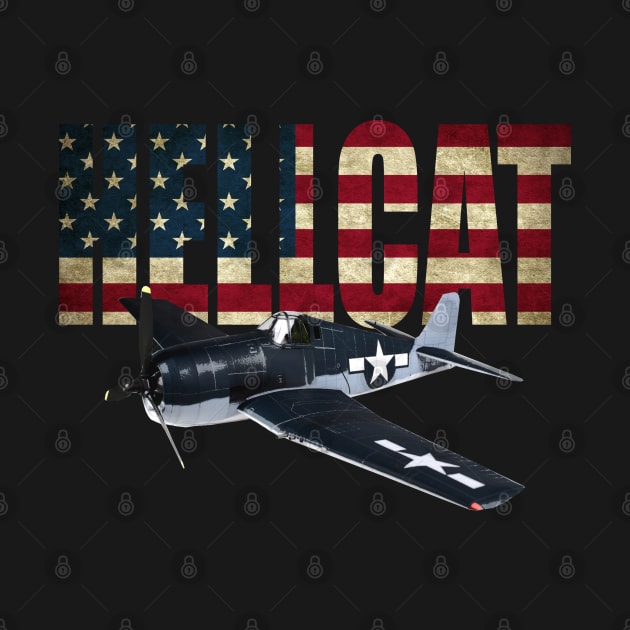 F6F Hellcat WW2 WWII Navy Fighter US Flag by Dirty Custard Designs 
