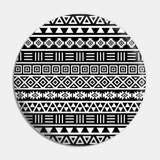 Aztec Influence Pattern White on Black Pin