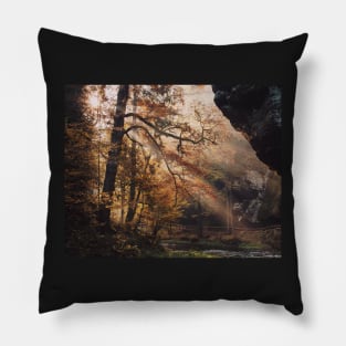 Sun Rays in Bohemian Switzerland Hrensko #8 Pillow