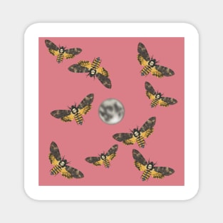 Death's Head Moth and Moons Pink Magnet