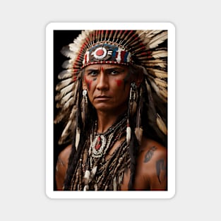 Native American Cherokee Indian Chief Warrior Magnet