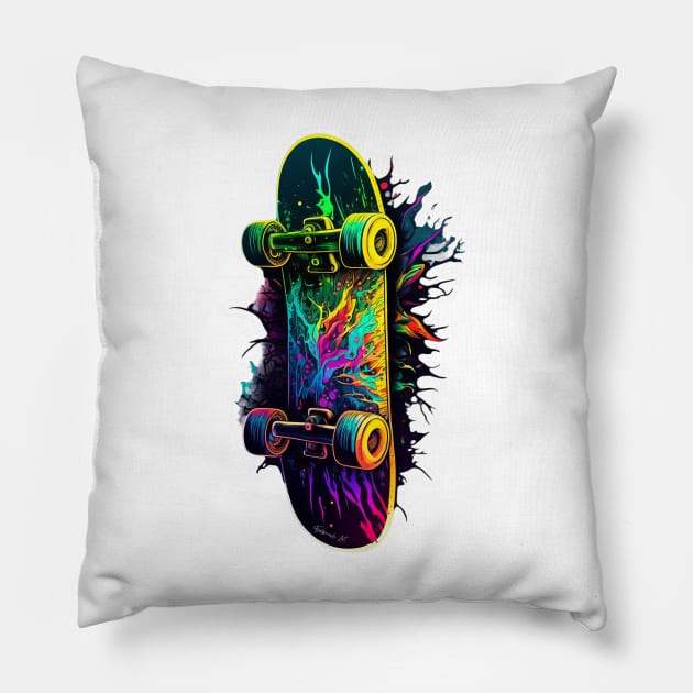 Skateboard Sticker design #8 Pillow by Farbrausch Art