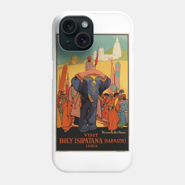 Visit Holy Isipatana, India - Vintage Travel Poster Phone Case by Naves