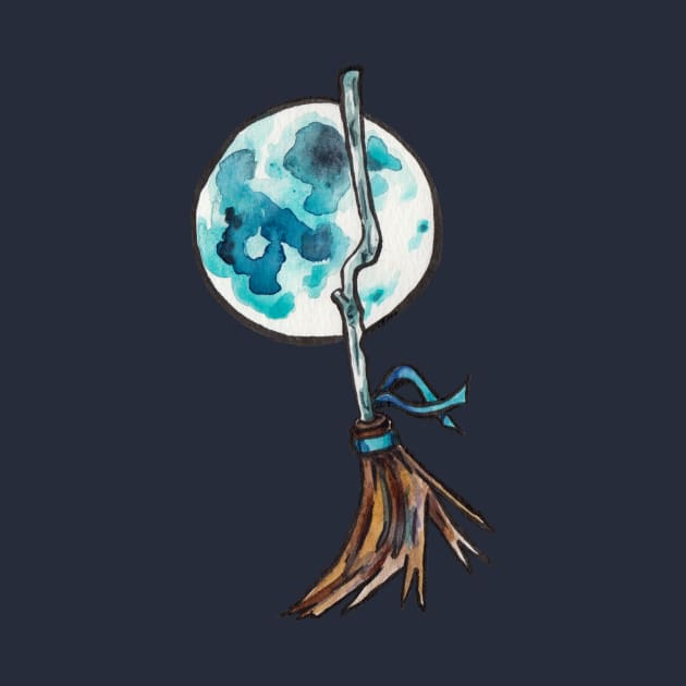 Blue Moon Witch's Broom by JenTheTracy