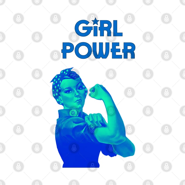 Girl power - We can do it feminist quote (blue) by punderful_day