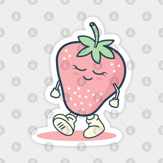 Cute Strawberry Character Kawaii Magnet by kolakiss