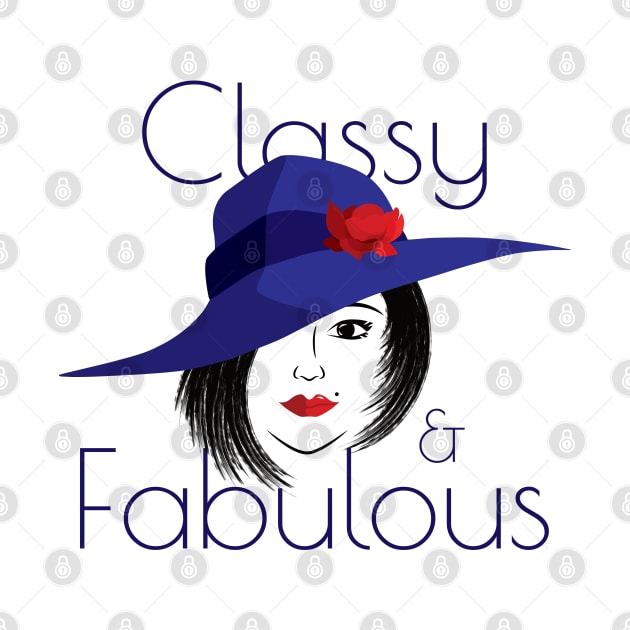 Classy and Fabulous | Lady wearing a blue hat with a red rose by dkdesigns27