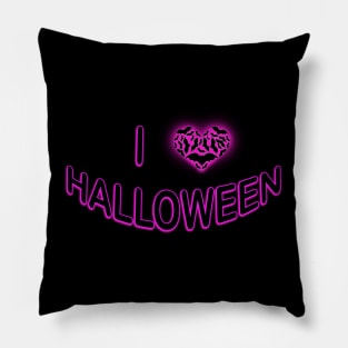 I Love Halloween (Batty Love Heart) Purple Pillow