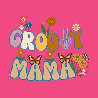 Groovy Mama Floral Retro T-Shirt