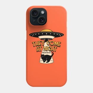 Aliens and Black Cat in orange Phone Case