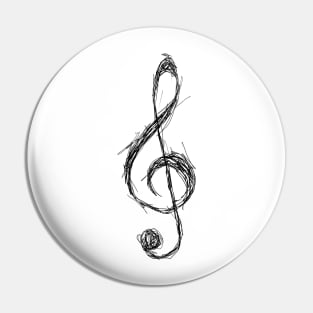 Sketched Treble Clef Pin