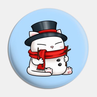 Christmas Snowman Cat Pin