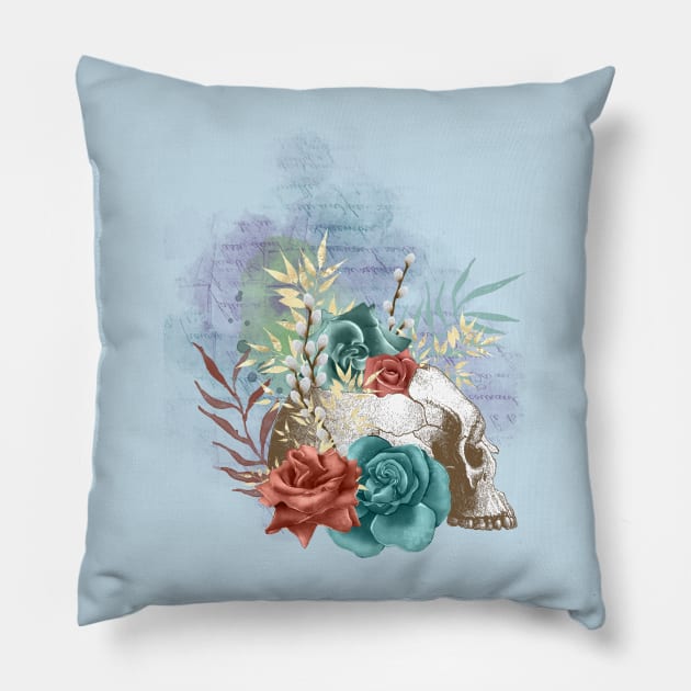 Boho Skull Left Facing Pillow by PressPressPull