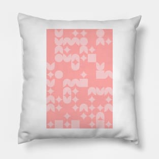 Girly Pinkish Geometric Pattern - Flowers & Stars #22 Pillow