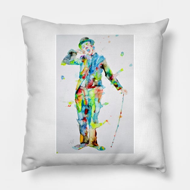 CHARLIE CHAPLIN watercolor portrait .8 Pillow by lautir