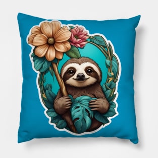 Sloth and flower Pillow