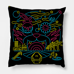 Ghost Cave Neon Album Cover (Multicolor) Pillow