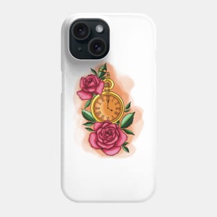 Clock under its rosebushes Phone Case