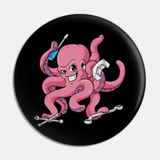 Octopus as mechanic with tool Pin