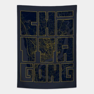 Chittagong, Bangladesh City Map Typography - Gold Art Deco Tapestry