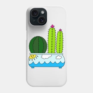 Cute Cactus Design #191: Cacti Arrangement In Sunny Ocean Pot Phone Case