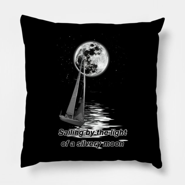 Sailing By The Light of a Silvery Moon Pillow by SwishMarine