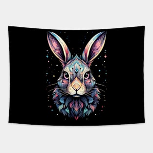 Blue, Pink And Yellow Geometrical Bunny Tapestry