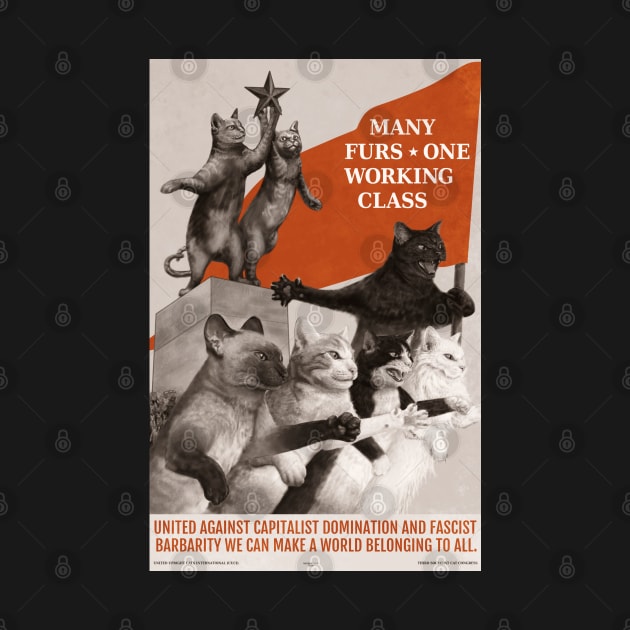 Soviet Cat Poster - Many Furs One Working Class by nathannunart