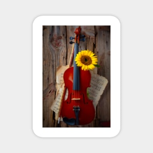 Hanging Violin And Sunflower Magnet