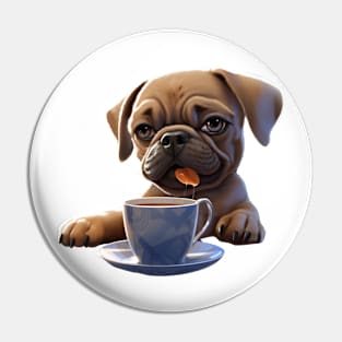 Morning Tea Time Pug Pin