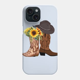 Rustic Sunflower Western Country Cowboy Cowgirl Boots Phone Case