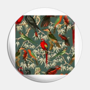 Tropical birds - green Pin