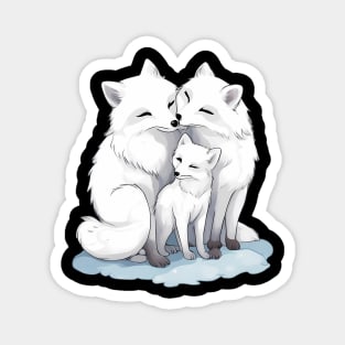 Cute Arctic Fox Family Magnet