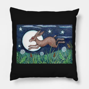 Hare Running in Colour Pillow