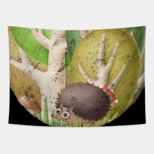 Cute hedgehog in forest Tapestry