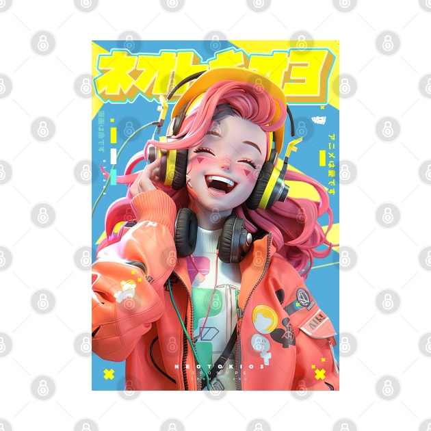 HEADPHONE GAL 1000 - NEOTOKIO3 100%ドPE / GOOD VIBE | Anime Manga Kawaii Anime Girl Pop Art 3D | PROUD OTAKU by PROUD OTAKU