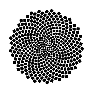 Black Sunflower Fibonacci Seed Spiral T-Shirt