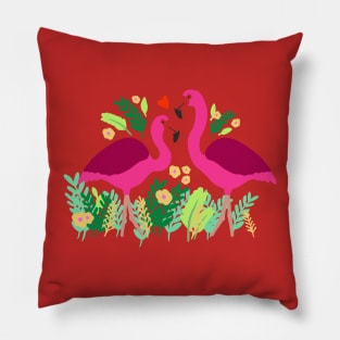 Flamingos In Love Pillow