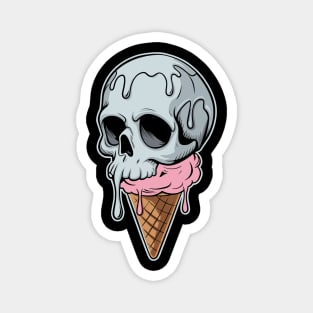 Melting Dripping Skull Ice Cream Dark Humor Magnet