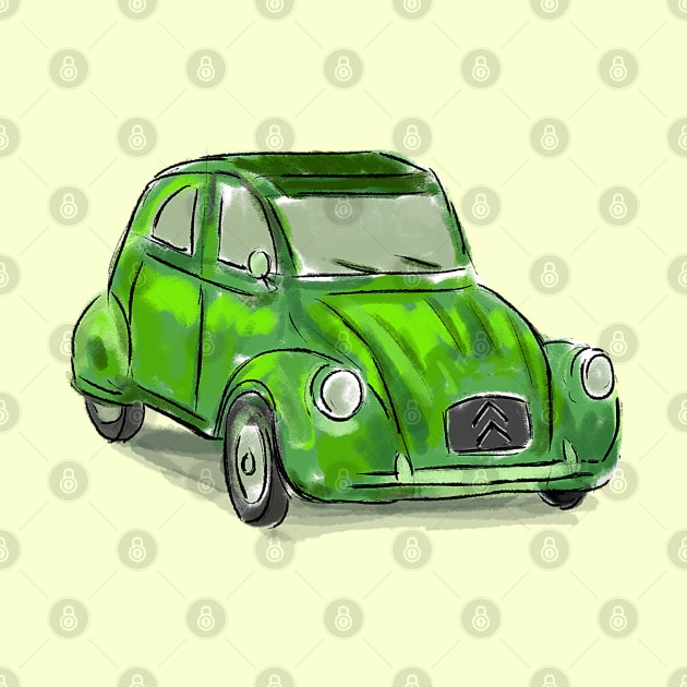 Classic Citroën Deux Chevaux 2CV Loose Sketch - Green by ibadishi