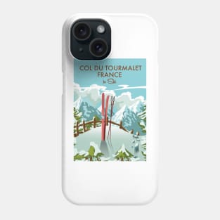 col di Tourmalet France ski poster Phone Case