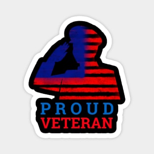 Proud Veteran with Soldier Salute American Flag Greatest Gift Magnet