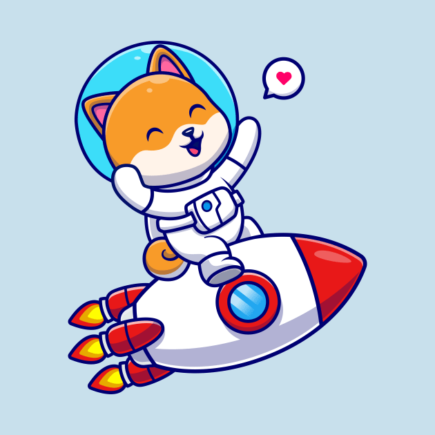 Cute Shiba Inu Dog Astronaut Riding Rocket Cartoon by Catalyst Labs