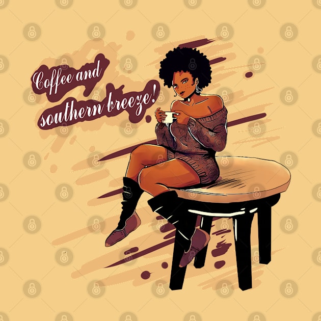 Confident woman, coffee and southern breeze (No background) by Eccentric-ink