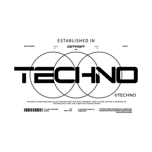 TECHNO  - 3 Circle Logo (black) T-Shirt