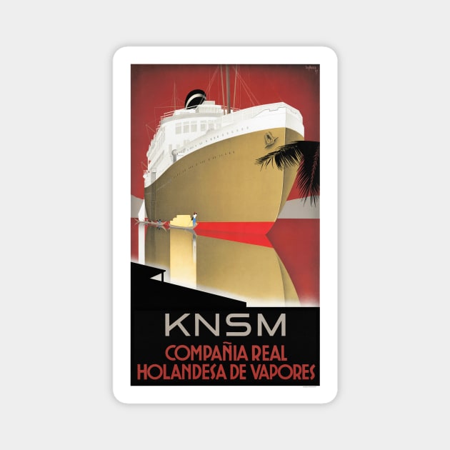 Vintage Travel Poster The Netherlands KNSM Magnet by vintagetreasure