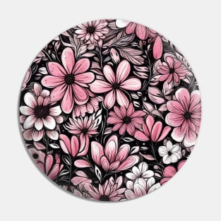 Cute flowers pink and black floral pattern gift ideas Pin