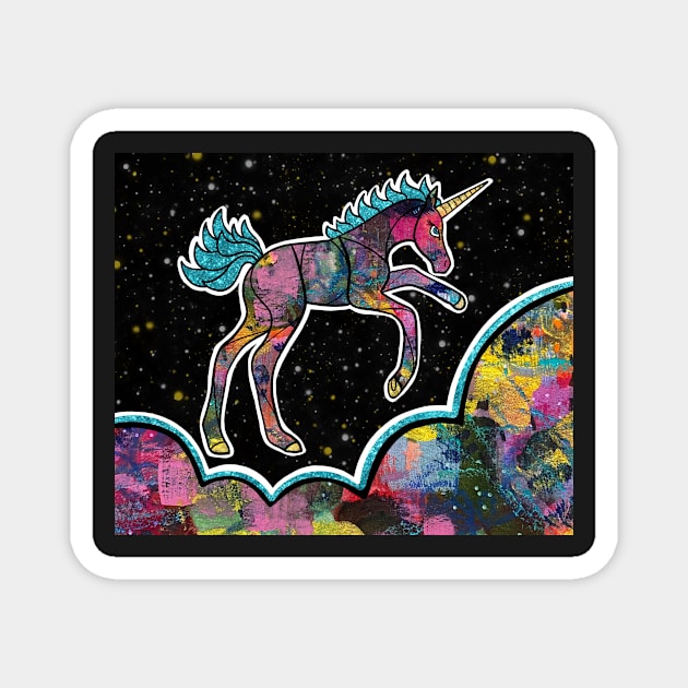 Galaxy Dancing Unicorn - Pink and Blue Magnet by mellierosetest