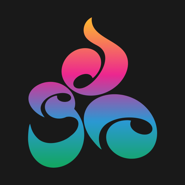 Colorful Kawaii OM, AUM, Zen, Yoga Meditation Sanskrit Symbol by Rajsupal